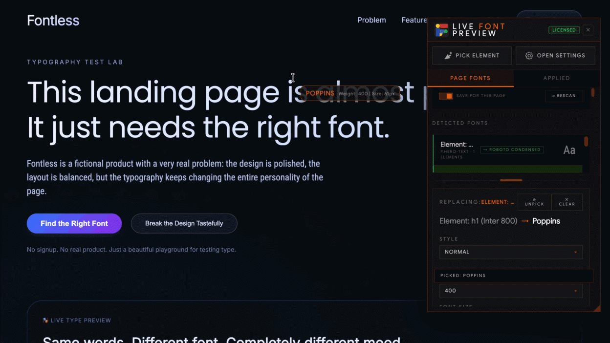 Google Font Previewer For Chrome