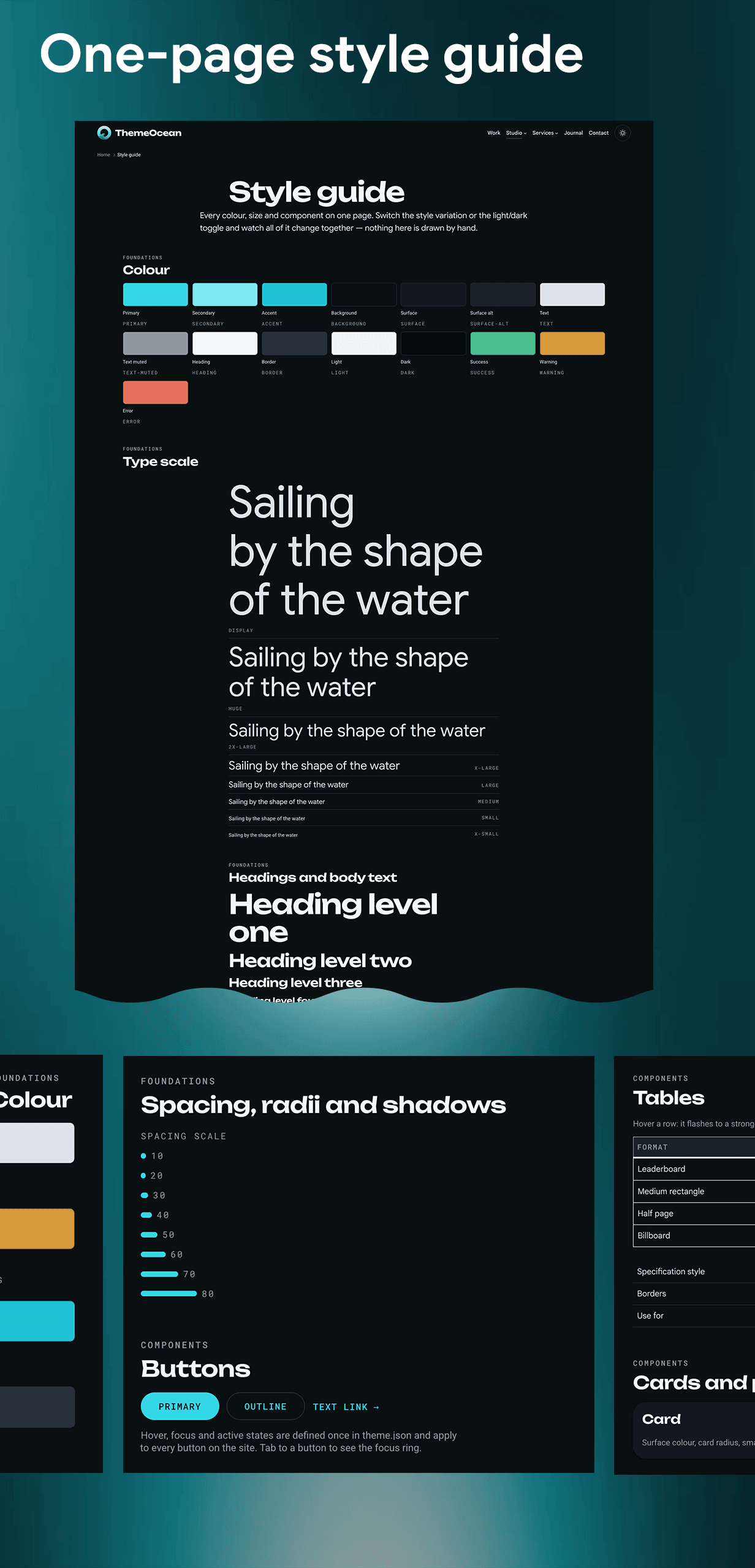 ThemeOcean — одностраничный стайлгайд темы